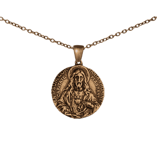 Vintage Bronze Sacred Heart Scapular Medal