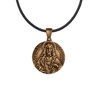 Vintage Bronze Sacred Heart Scapular Medal