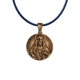 Vintage Bronze Sacred Heart Scapular Medal