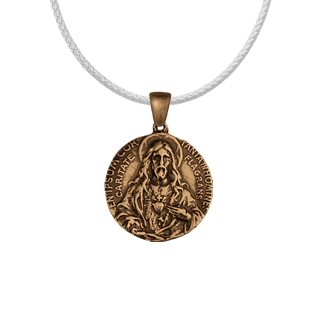 Vintage Bronze Sacred Heart Scapular Medal