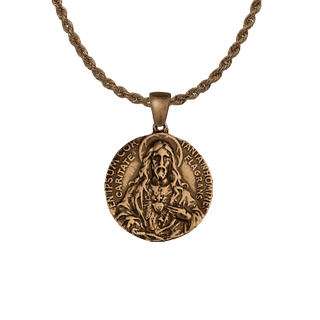 Vintage Bronze Sacred Heart Scapular Medal