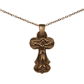 Vintage Bronze Russian Folk Crucifix