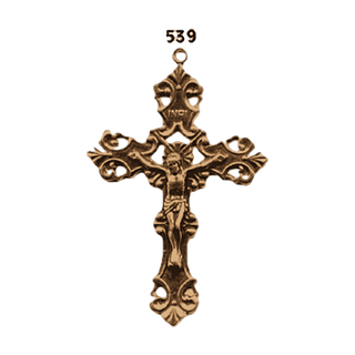 Vintage Bronze Ornate Scroll Crucifix with INRI