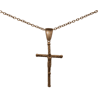 Vintage Bronze Spiral Rope Crucifix