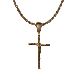 Vintage Bronze Spiral Rope Crucifix