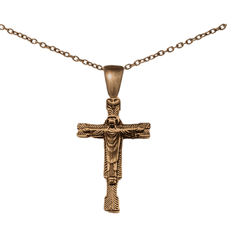 Vintage Bronze Robed Christ Benediction Crucifix