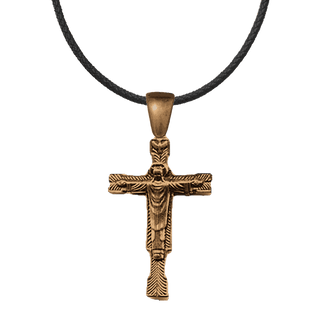 Vintage Bronze Robed Christ Benediction Crucifix