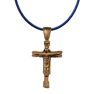 Vintage Bronze Robed Christ Benediction Crucifix