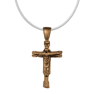 Vintage Bronze Robed Christ Benediction Crucifix