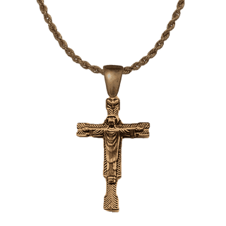 Vintage Bronze Robed Christ Benediction Crucifix