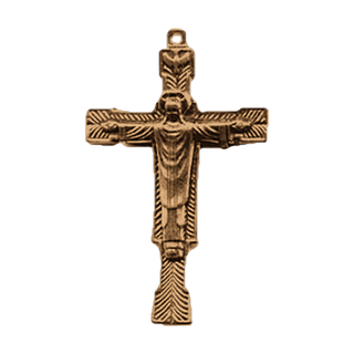 Vintage Bronze Robed Christ Benediction Crucifix