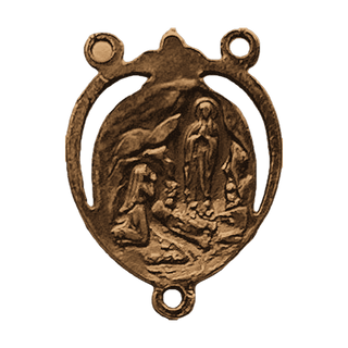 Vintage Bronze Our Lady of Lourdes Rosary Center — reverse