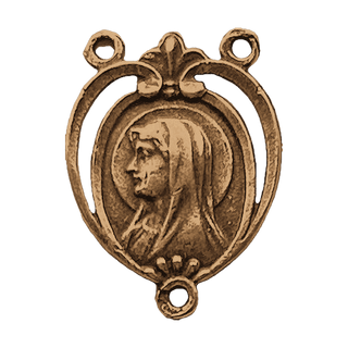 Vintage Bronze Our Lady of Lourdes Rosary Center