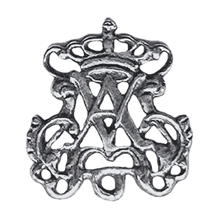 Vintage White Bronze Crowned Ave Maria Monogram Center