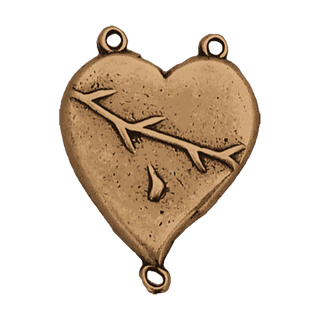 Vintage Bronze Precious Blood Heart Rosary Center — reverse