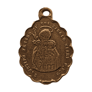 Vintage Bronze Holy Face of Jesus and St. Joseph Medal — reverse