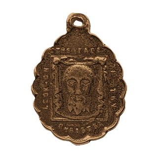 Vintage Bronze Holy Face of Jesus and St. Joseph Medal