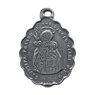 Vintage Sterling Silver Holy Face of Jesus and St. Joseph Medal — reverse