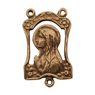 Vintage Bronze Praying Madonna in a Rose Frame Center