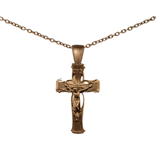 Vintage Bronze Fluted Crucifix with Vines