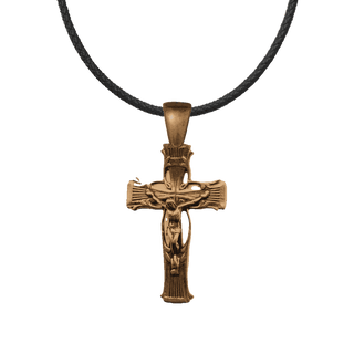 Vintage Bronze Fluted Crucifix with Vines