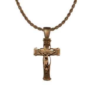 Vintage Bronze Fluted Crucifix with Vines
