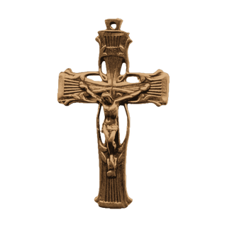 Vintage Bronze Fluted Crucifix with Vines