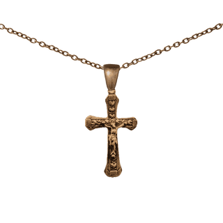Vintage Bronze Crucifix with Tiny Roses