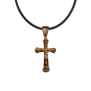 Vintage Bronze Crucifix with Tiny Roses