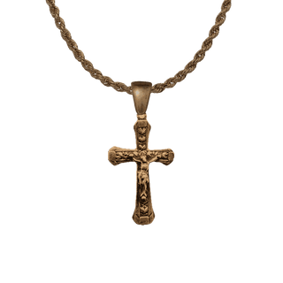 Vintage Bronze Crucifix with Tiny Roses