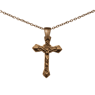 Vintage Bronze Crucifix with Angel Faces