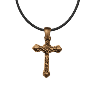 Vintage Bronze Crucifix with Angel Faces