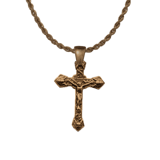 Vintage Bronze Crucifix with Angel Faces