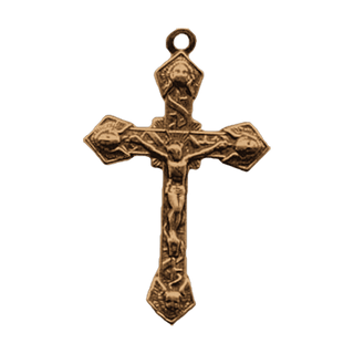 Vintage Bronze Crucifix with Angel Faces