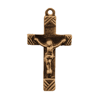 Vintage Bronze Art Deco Chevron Crucifix, French