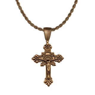 Vintage Bronze Baroque Acanthus Crucifix