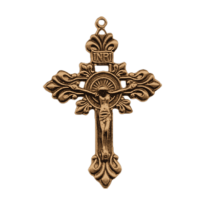 Vintage Bronze Baroque Acanthus Crucifix