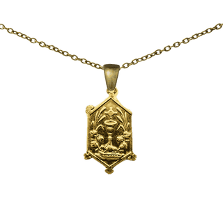 Vintage Yellow Bronze Eucharistic Chalice and Host Medal