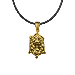 Vintage Yellow Bronze Eucharistic Chalice and Host Medal