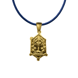 Vintage Yellow Bronze Eucharistic Chalice and Host Medal