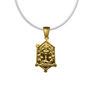 Vintage Yellow Bronze Eucharistic Chalice and Host Medal