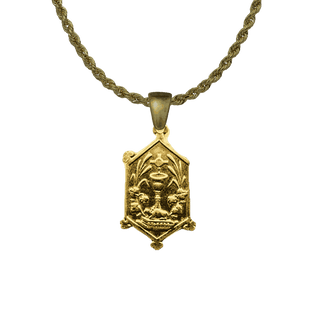 Vintage Yellow Bronze Eucharistic Chalice and Host Medal