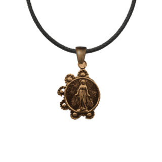 Vintage Bronze Mary with Daisy Wreath Medal