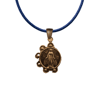 Vintage Bronze Mary with Daisy Wreath Medal
