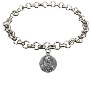 Vintage Sterling Silver Our Lady of Sorrows Medal Bracelet