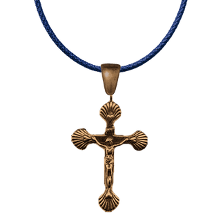 Vintage Bronze Scallop Shell Crucifix