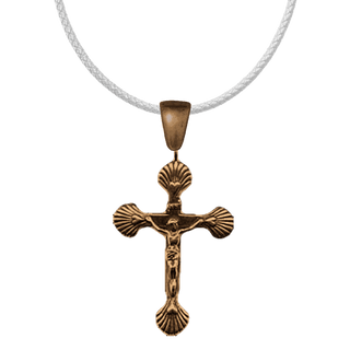 Vintage Bronze Scallop Shell Crucifix