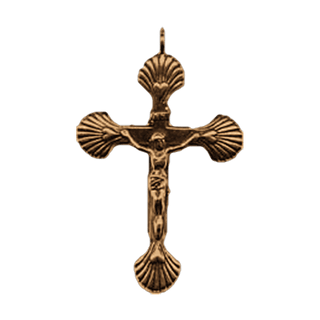 Vintage Bronze Scallop Shell Crucifix