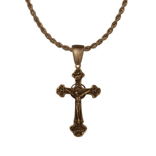Vintage Bronze Crucifix with Star and Halo