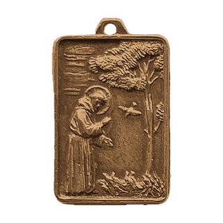 Vintage Bronze St. Francis and St. Clare Medal